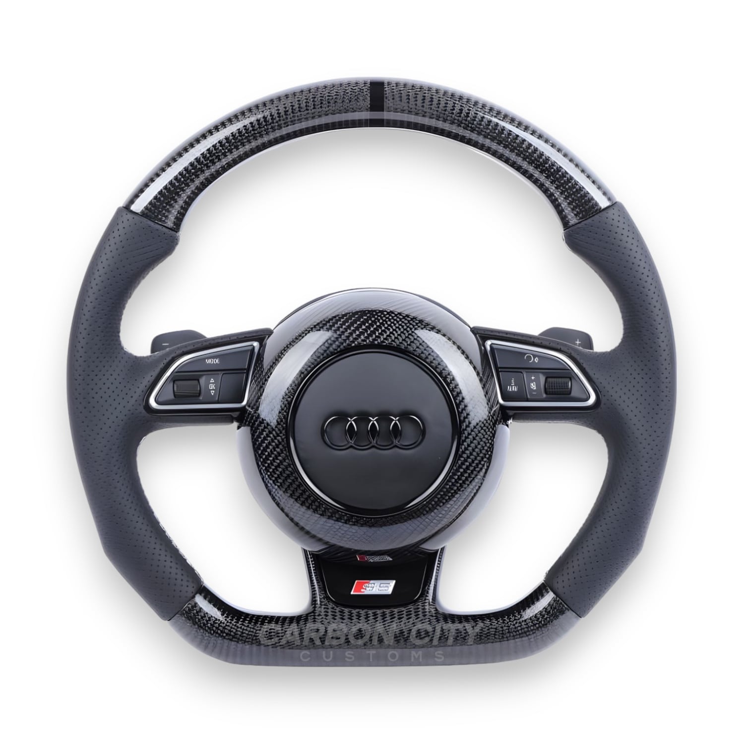 Audi A/S/RS Style (1st Gen) Customizable Steering Wheel (Fits 2013 - 2016 Models) - Carbon City Customs