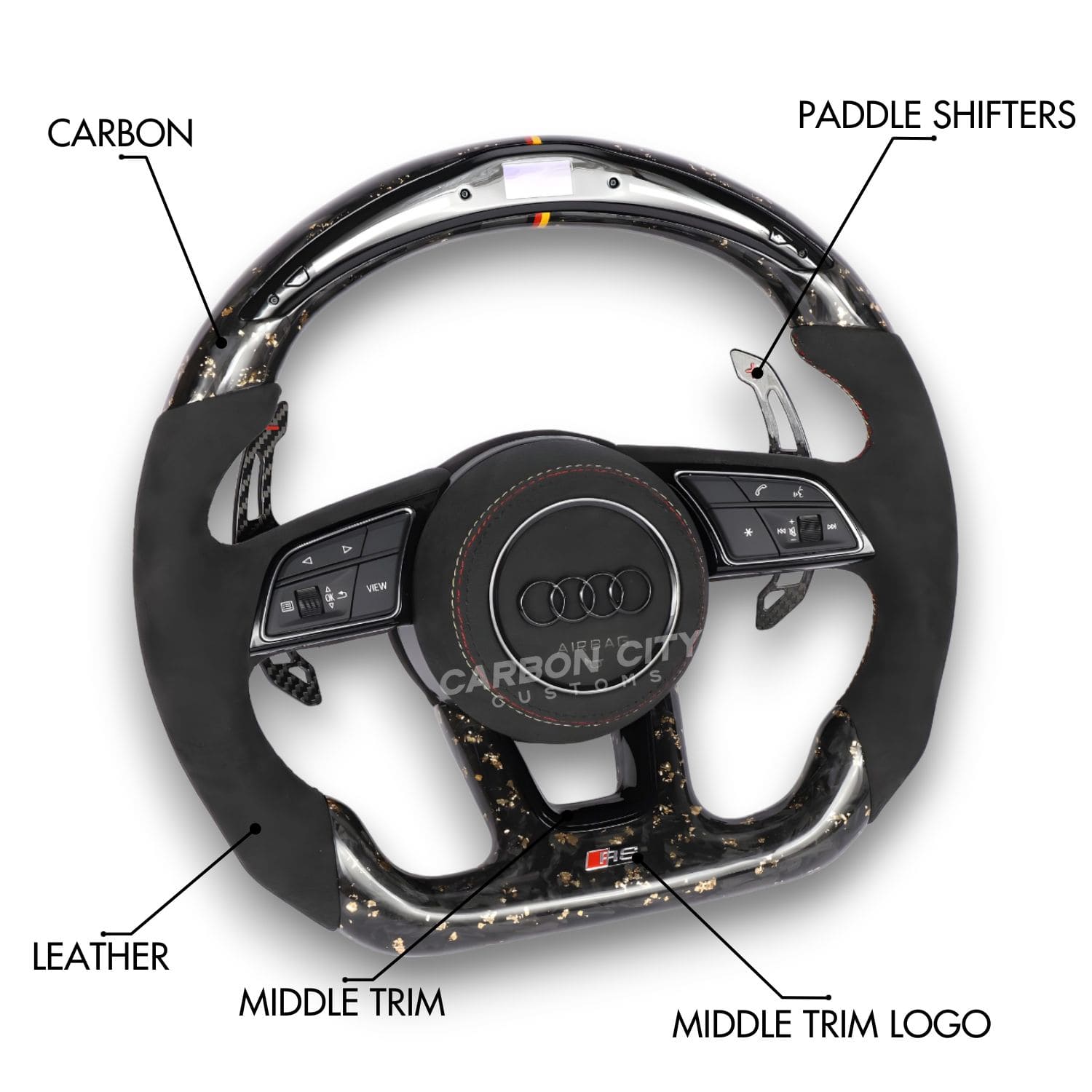 Audi RS Style Customizable Steering Wheel - Carbon City Customs