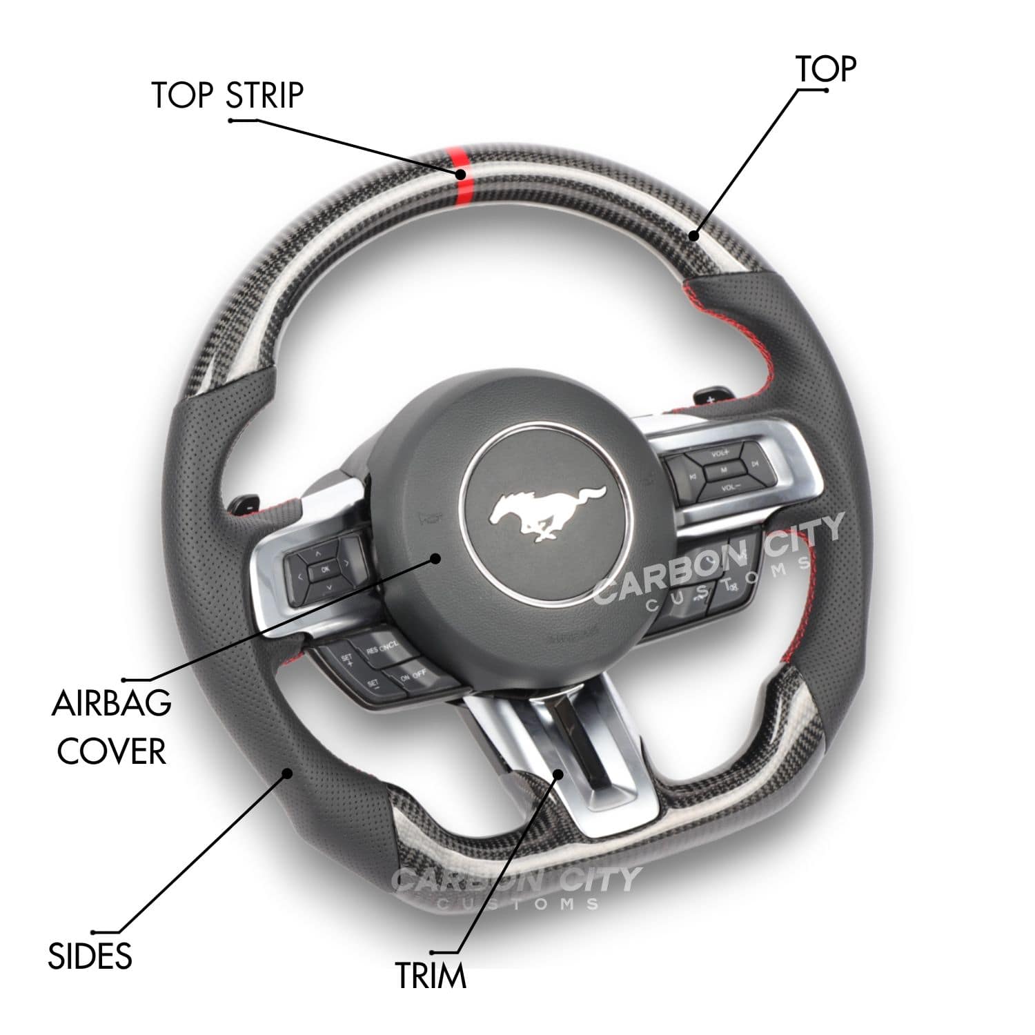 Ford Mustang Customizable Steering Wheel - Carbon City Customs