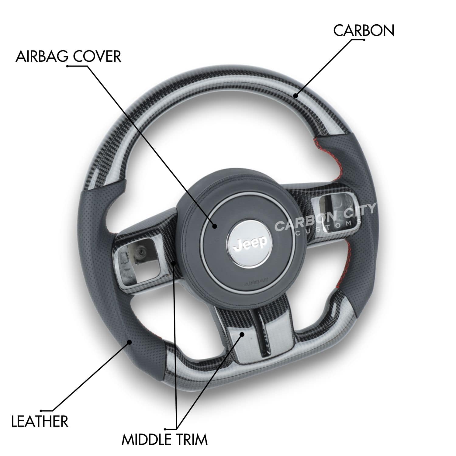 Jeep Wrangler Style Customizable Steering Wheel - Carbon City Customs