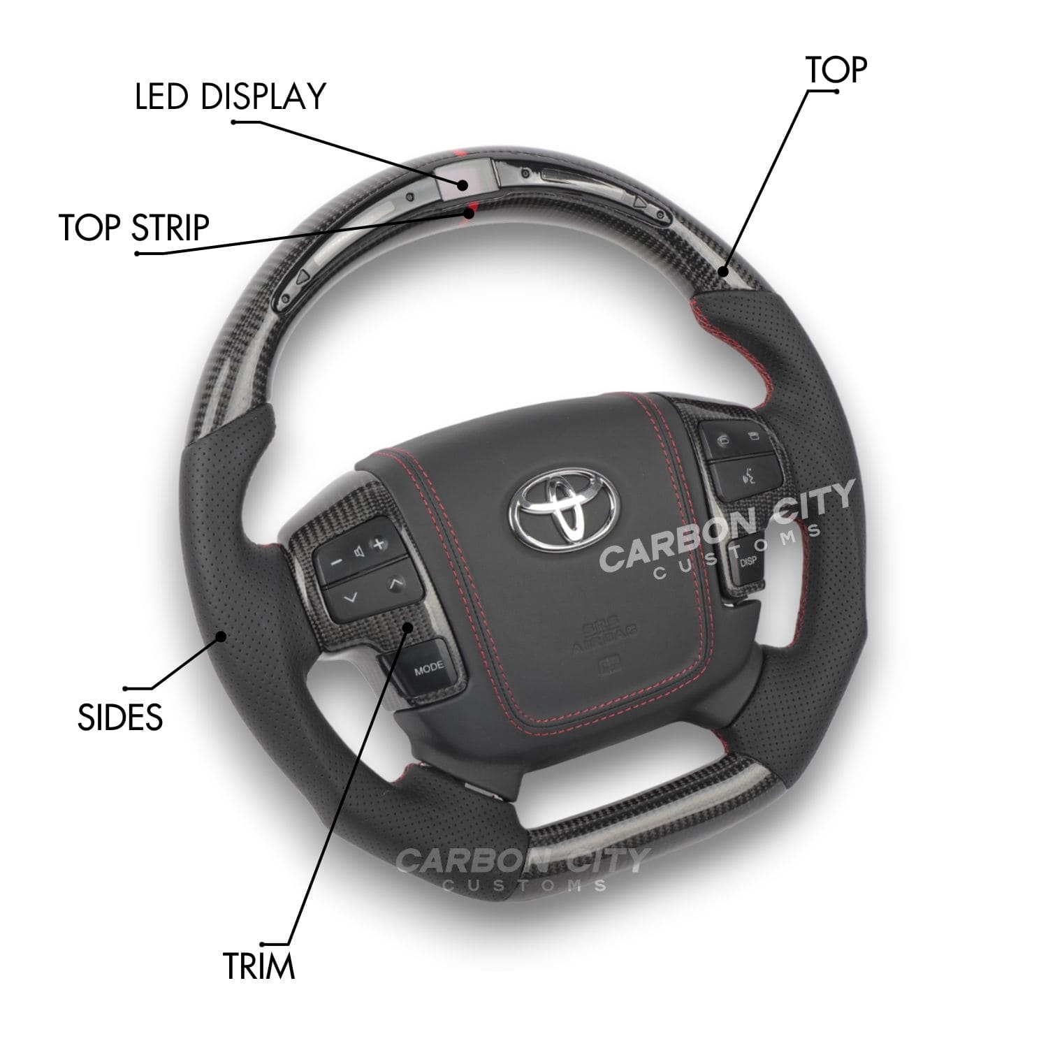 Toyota Land Cruiser 200 Series Style Customizable Steering Wheel | 2008 - 2015 - Carbon City Customs