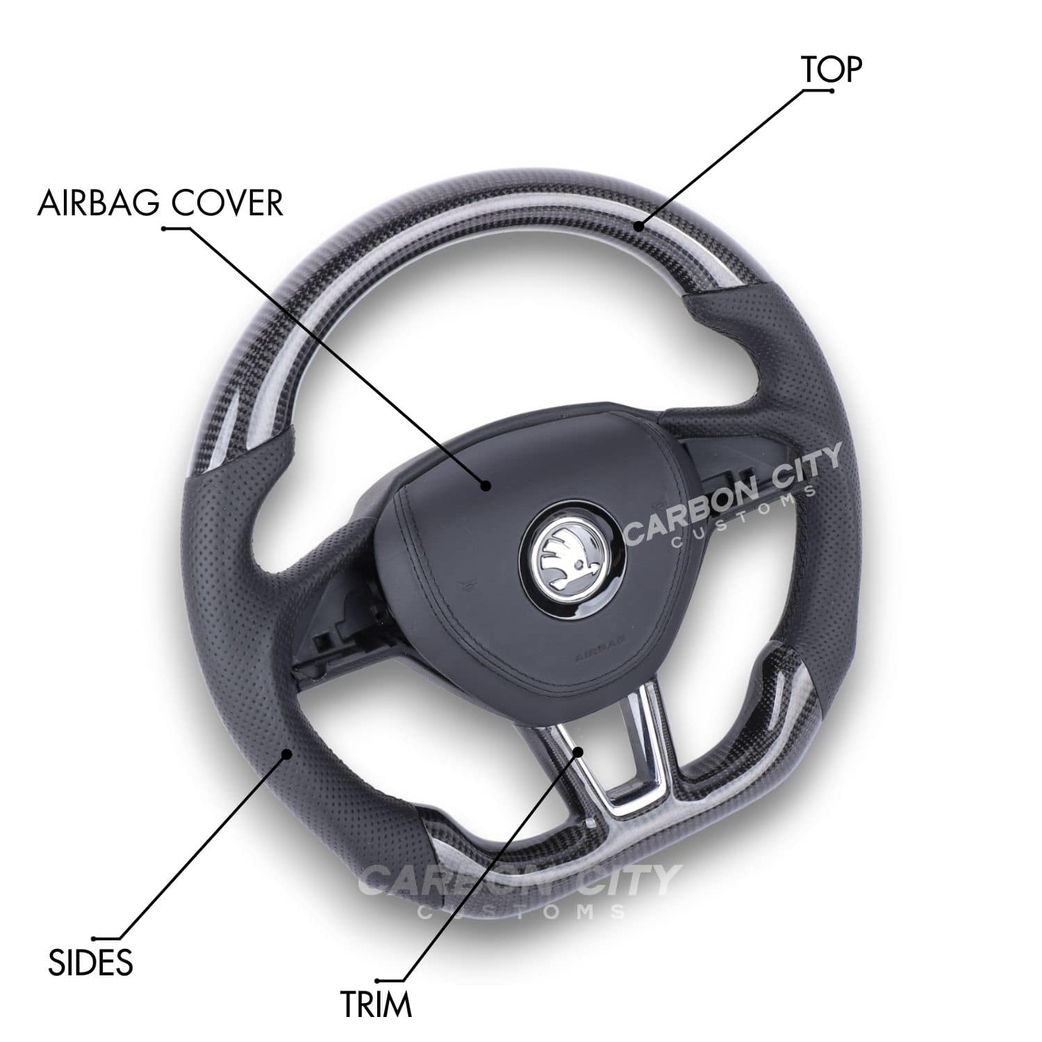 Skoda Octavia Style Customizable Steering Wheel - Carbon City Customs