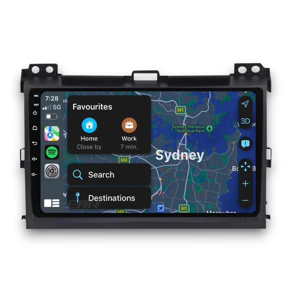 Toyota Prado 120 Series (2003 - 2009) Multimedia 9" Touchscreen Display + Built-In Wireless Carplay & Android Auto