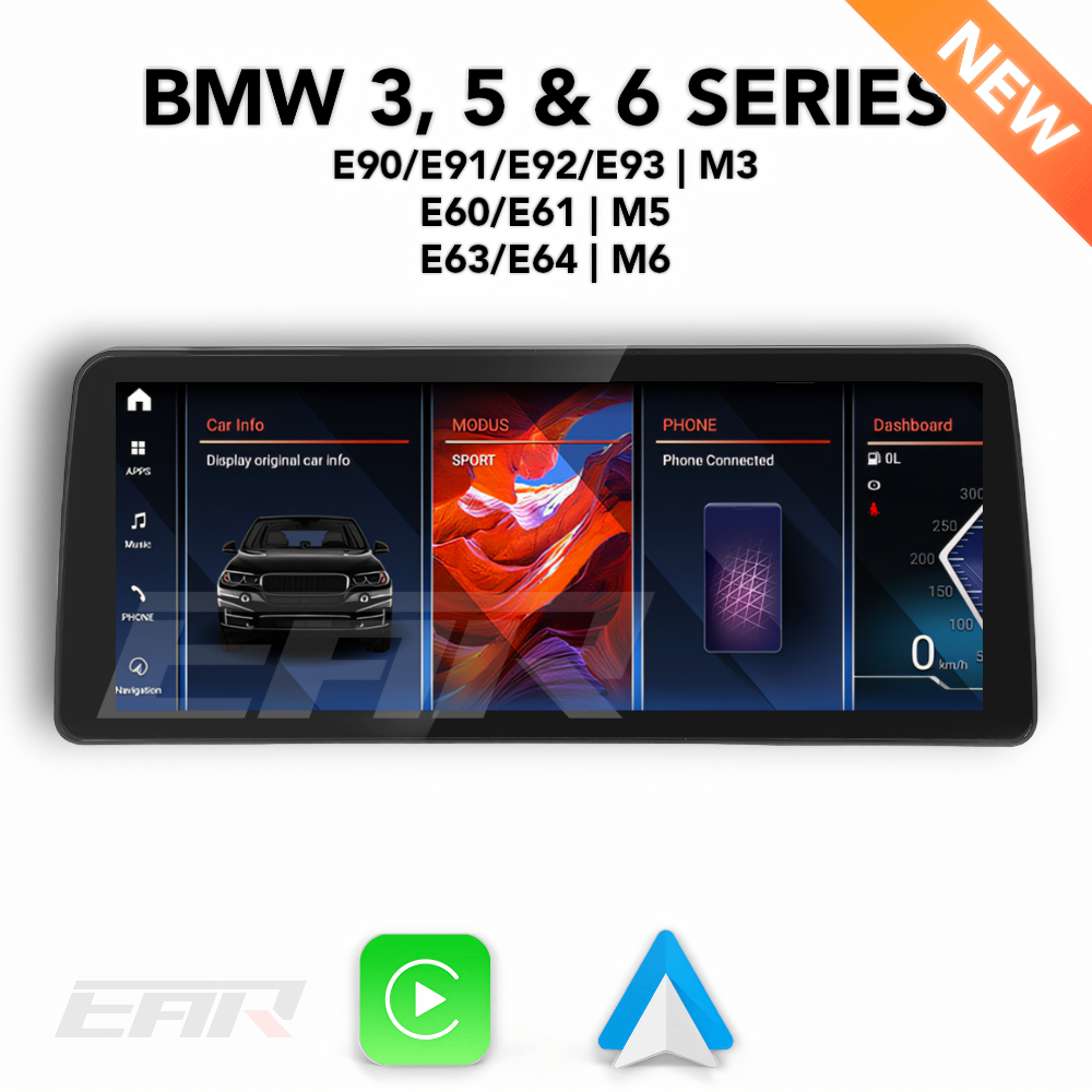 BMW iDrive 8 Android 12.0 3, 5 & 6 Series Multimedia 12.3" Touchscreen Display + Built-In Wireless Carplay & Android Auto | 2003 - 2012 | LHD/RHD - Euro Active Retrofits