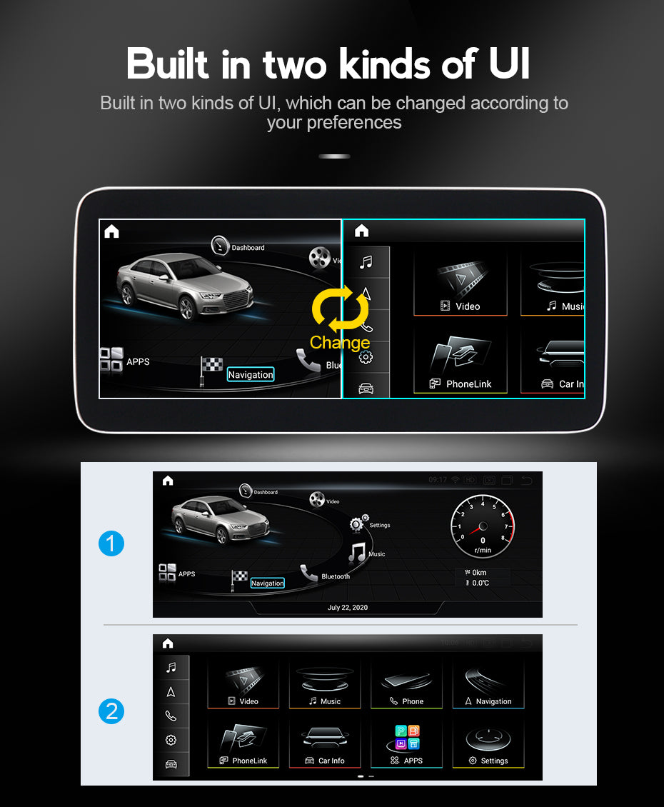 Audi A4/S4/RS4/A5/S5/RS5 Android 12.0 Multimedia 10.25"/12.5" Touchscreen Display + Built-In Wireless Carplay & Android Auto | 2008 - 2016 | LHD/RHD - Euro Active Retrofits